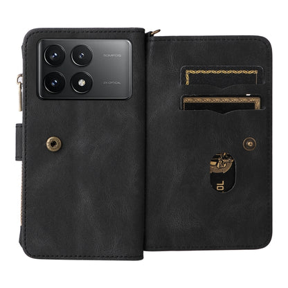 For Redmi K70 Skin Feel Multi Card Slots Zipper Wallet Leather Phone Case(Black) - K70 Cases by PMC Jewellery | Online Shopping South Africa | PMC Jewellery | Buy Now Pay Later Mobicred