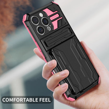 For iPhone 16 Pro Max Kickstand Armor Card Wallet Phone Case(Pink) - iPhone 16 Pro Max Cases by PMC Jewellery | Online Shopping South Africa | PMC Jewellery | Buy Now Pay Later Mobicred