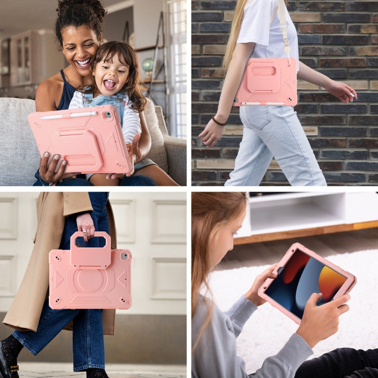 For iPad 10.2 2021 / 2020 / 2019 Legend Grip Holder Silicone Hybrid PC Tablet Case with Strap(Pink) - iPad 10.2 Cases by PMC Jewellery | Online Shopping South Africa | PMC Jewellery | Buy Now Pay Later Mobicred