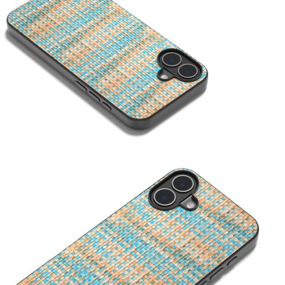 For iPhone 16 Plus Black Frame Color Lattice Texture PU Phone Case(Blue) - iPhone 16 Plus Cases by PMC Jewellery | Online Shopping South Africa | PMC Jewellery | Buy Now Pay Later Mobicred