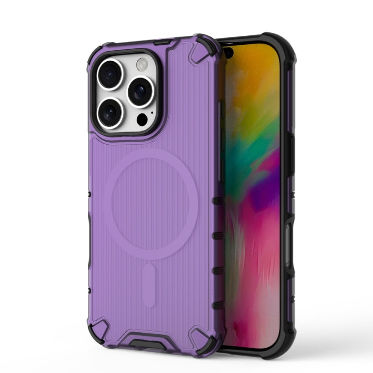 For iPhone 16 Pro Grating Airbag Shockproof MagSafe Frosted Phone Case(Purple) - iPhone 16 Pro Cases by PMC Jewellery | Online Shopping South Africa | PMC Jewellery | Buy Now Pay Later Mobicred