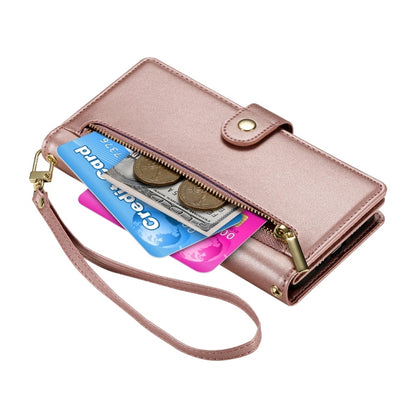 For Redmi K70 Ultra Nine Card-slot Zipper Wallet Bag Leather Phone Case(Pink) - Xiaomi Cases by PMC Jewellery | Online Shopping South Africa | PMC Jewellery | Buy Now Pay Later Mobicred