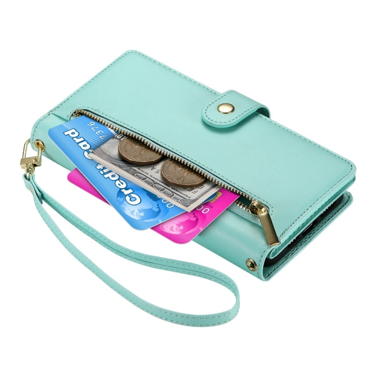 For Redmi K70 Ultra Nine Card-slot Zipper Wallet Bag Leather Phone Case(Mint Green) - Xiaomi Cases by PMC Jewellery | Online Shopping South Africa | PMC Jewellery | Buy Now Pay Later Mobicred