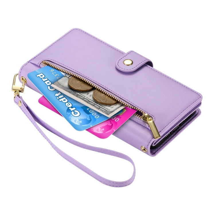 For Redmi K70 Ultra Nine Card-slot Zipper Wallet Bag Leather Phone Case(Purple) - Xiaomi Cases by PMC Jewellery | Online Shopping South Africa | PMC Jewellery | Buy Now Pay Later Mobicred