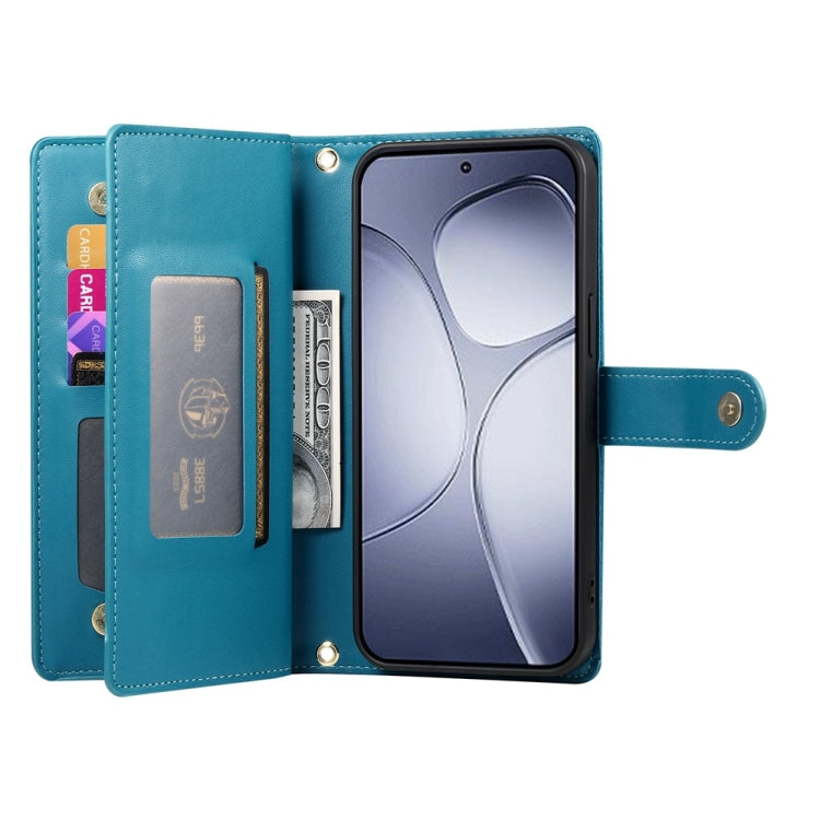 For Redmi K70 Ultra Nine Card-slot Zipper Wallet Bag Leather Phone Case(Blue) - Xiaomi Cases by PMC Jewellery | Online Shopping South Africa | PMC Jewellery | Buy Now Pay Later Mobicred