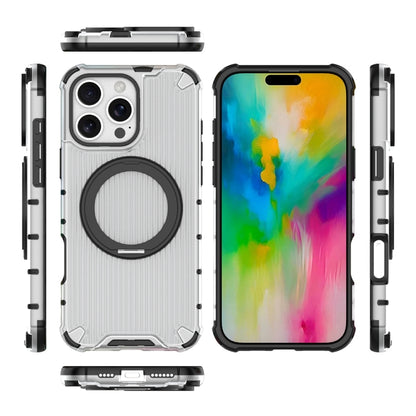 For iPhone 16 Pro Max Grating 360 Degree Rotating Holder Shockproof Phone Case(Transparent) - iPhone 16 Pro Max Cases by PMC Jewellery | Online Shopping South Africa | PMC Jewellery | Buy Now Pay Later Mobicred