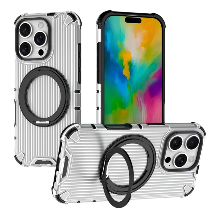 For iPhone 16 Pro Grating 360 Degree Rotating Holder Shockproof Phone Case(Transparent) - iPhone 16 Pro Cases by PMC Jewellery | Online Shopping South Africa | PMC Jewellery | Buy Now Pay Later Mobicred