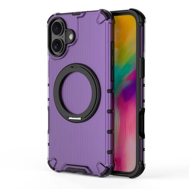 For iPhone 16 Plus Grating 360 Degree Rotating Holder Shockproof Phone Case(Purple) - iPhone 16 Plus Cases by PMC Jewellery | Online Shopping South Africa | PMC Jewellery | Buy Now Pay Later Mobicred