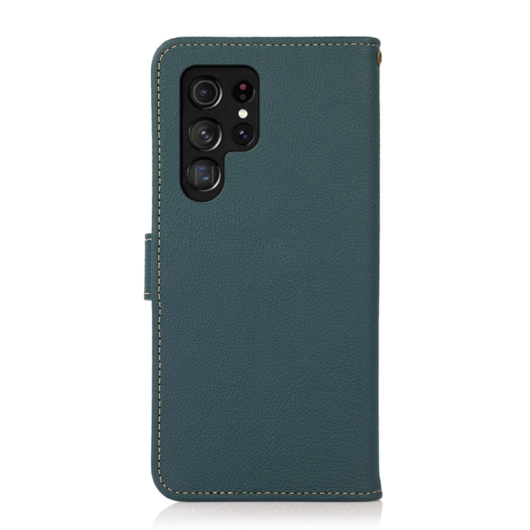 For Samsung Galaxy S25 Ultra 5G KHAZNEH Custer Genuine Leather RFID Phone Case(Green) - Galaxy S25 Ultra 5G Cases by PMC Jewellery | Online Shopping South Africa | PMC Jewellery | Buy Now Pay Later Mobicred