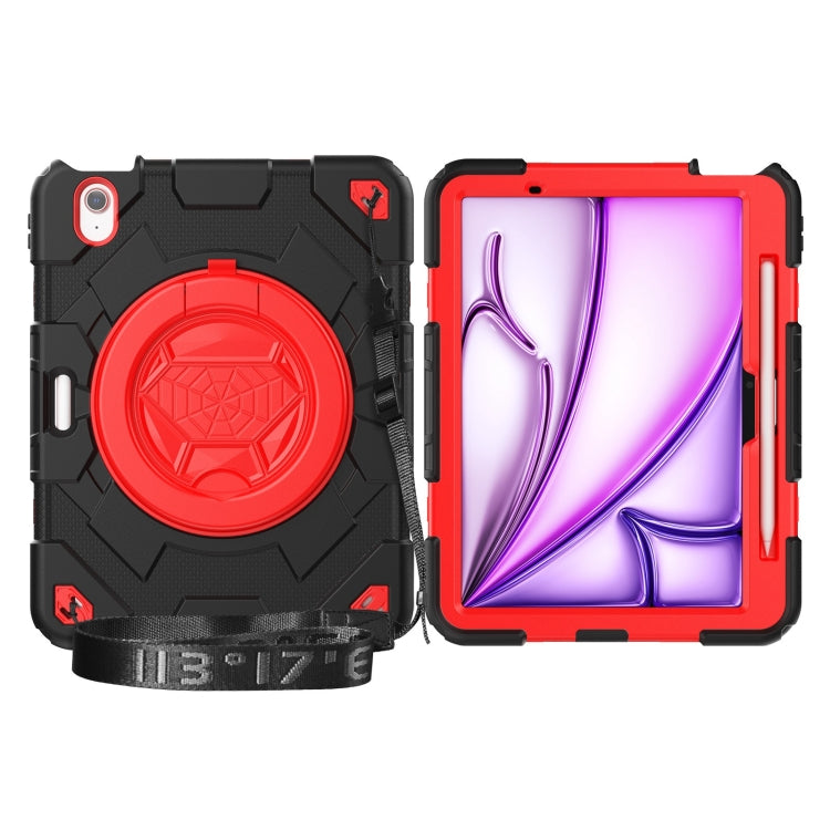 For iPad Air 11 2024 Spider Rotation Handle Silicone Hybrid PC Tablet Case(Black Red) - iPad Air 11 2024 Cases by PMC Jewellery | Online Shopping South Africa | PMC Jewellery | Buy Now Pay Later Mobicred