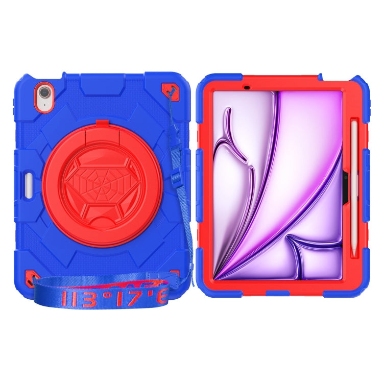 For iPad Air 11 2024 Spider Rotation Handle Silicone Hybrid PC Tablet Case(Red Blue) - iPad Air 11 2024 Cases by PMC Jewellery | Online Shopping South Africa | PMC Jewellery | Buy Now Pay Later Mobicred