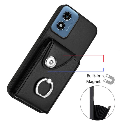 For Motorola Moto G Play 2024 5G Organ Card Bag Ring Holder Phone Case with Long Lanyard(Black) - Motorola Cases by PMC Jewellery | Online Shopping South Africa | PMC Jewellery | Buy Now Pay Later Mobicred