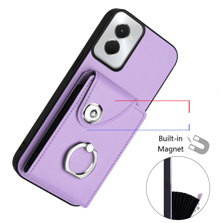 For Motorola Moto G Power 2024 5G Organ Card Bag Ring Holder Phone Case with Long Lanyard(Purple) - Motorola Cases by PMC Jewellery | Online Shopping South Africa | PMC Jewellery | Buy Now Pay Later Mobicred