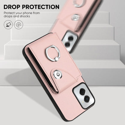 For Motorola Moto G Power 2024 5G Organ Card Bag Ring Holder Phone Case with Long Lanyard(Pink) - Motorola Cases by PMC Jewellery | Online Shopping South Africa | PMC Jewellery | Buy Now Pay Later Mobicred