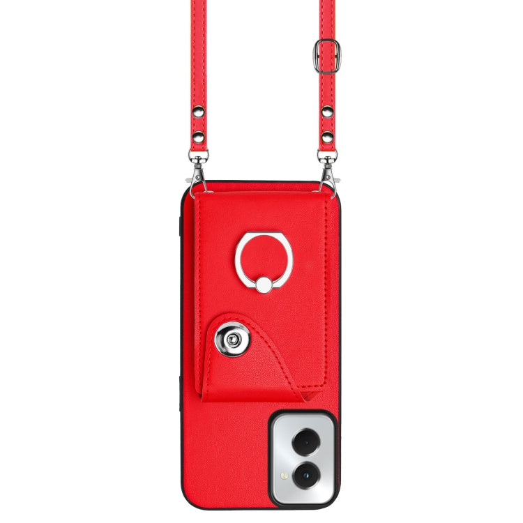 For Motorola Moto G Power 2024 5G Organ Card Bag Ring Holder Phone Case with Long Lanyard(Red) - Motorola Cases by PMC Jewellery | Online Shopping South Africa | PMC Jewellery | Buy Now Pay Later Mobicred