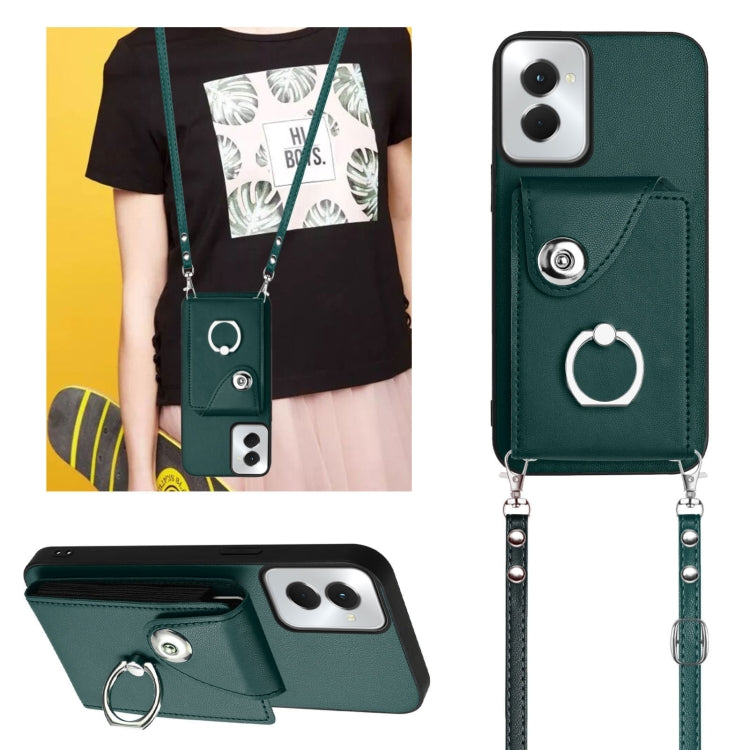 For Motorola Moto G Stylus 5G 2024 Organ Card Bag Ring Holder Phone Case with Long Lanyard(Green) - Motorola Cases by PMC Jewellery | Online Shopping South Africa | PMC Jewellery | Buy Now Pay Later Mobicred