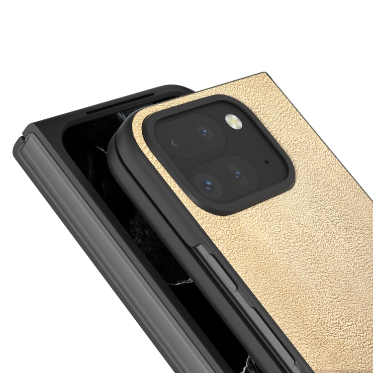 For Google Pixel 9 Pro Fold PU Leather Black Frame Full Coverage Phone Case(Gold) - Google Cases by PMC Jewellery | Online Shopping South Africa | PMC Jewellery | Buy Now Pay Later Mobicred