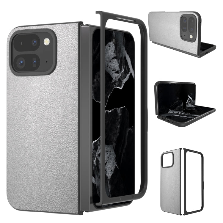 For Google Pixel 9 Pro Fold PU Leather Black Frame Full Coverage Phone Case(Silver) - Google Cases by PMC Jewellery | Online Shopping South Africa | PMC Jewellery | Buy Now Pay Later Mobicred