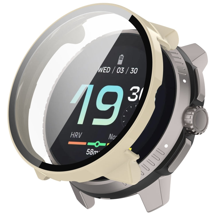 For Suunto Race S PC + Tempered Glass Film Integrated Watch Protective Case(Ivory White) - Watch Case by PMC TechLife | Online Shopping South Africa | PMC TechLife | Buy Now Pay Later Mobicred