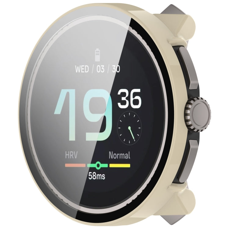 For Suunto Race S PC + Tempered Glass Film Integrated Watch Protective Case(Ivory White) - Watch Case by PMC TechLife | Online Shopping South Africa | PMC TechLife | Buy Now Pay Later Mobicred