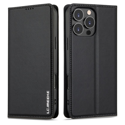 For iPhone 16 Pro Max LC.IMEEKE L1 Series Frosted Fine Texture PU Phone Case(Black) - iPhone 16 Pro Max Cases by LC.IMEEKE | Online Shopping South Africa | PMC Jewellery | Buy Now Pay Later Mobicred