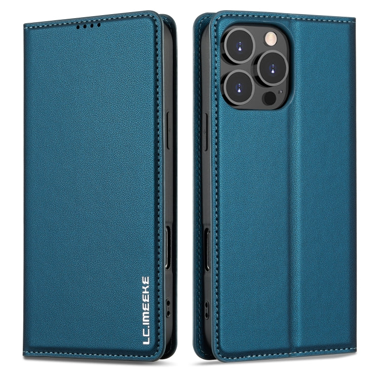 For iPhone 16 Pro Max LC.IMEEKE L1 Series Frosted Fine Texture PU Phone Case(Blue) - iPhone 16 Pro Max Cases by LC.IMEEKE | Online Shopping South Africa | PMC Jewellery | Buy Now Pay Later Mobicred