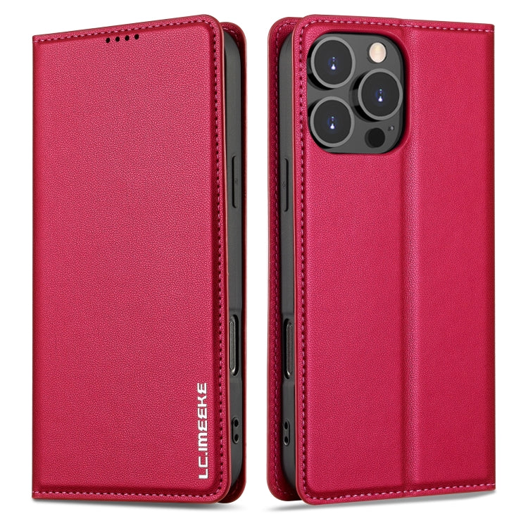 For iPhone 16 Pro Max LC.IMEEKE L1 Series Frosted Fine Texture PU Phone Case(Red) - iPhone 16 Pro Max Cases by LC.IMEEKE | Online Shopping South Africa | PMC Jewellery | Buy Now Pay Later Mobicred