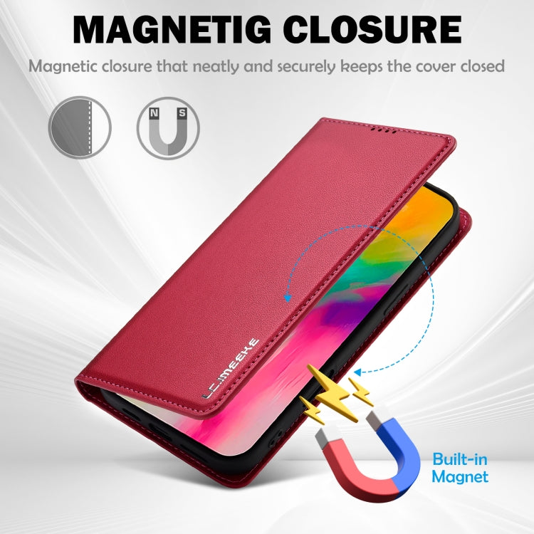 For iPhone 16 Plus LC.IMEEKE L1 Series Frosted Fine Texture PU Phone Case(Red) - iPhone 16 Plus Cases by LC.IMEEKE | Online Shopping South Africa | PMC TechLife | Buy Now Pay Later Mobicred