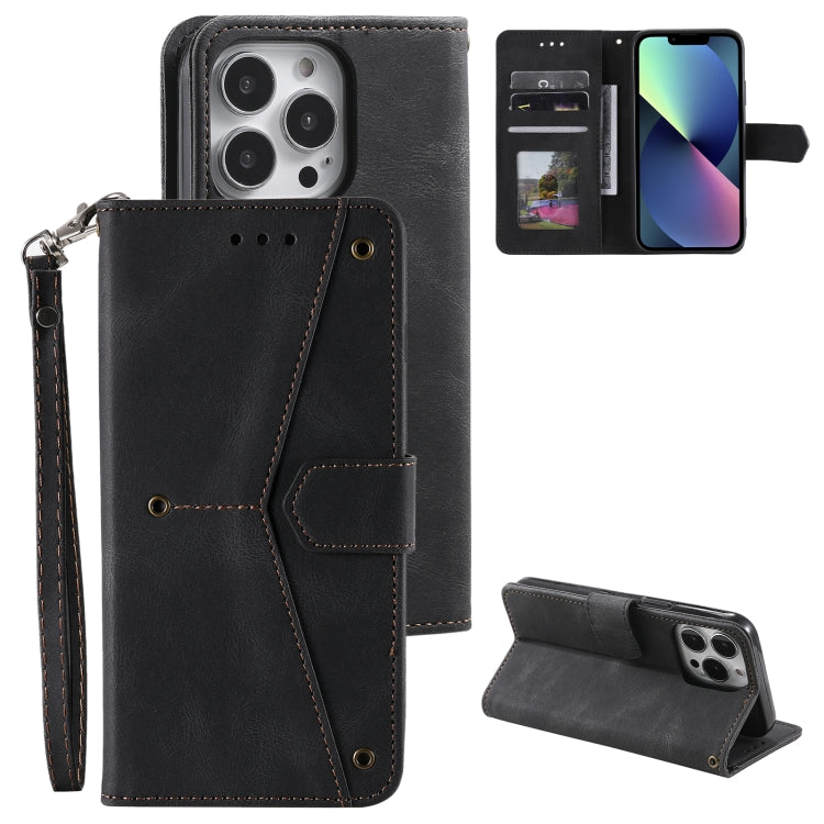 For iPhone 16 Pro Nail Skin Feel Stitching Calf Texture Leather Phone Case(Black) - iPhone 16 Pro Cases by PMC Jewellery | Online Shopping South Africa | PMC Jewellery | Buy Now Pay Later Mobicred