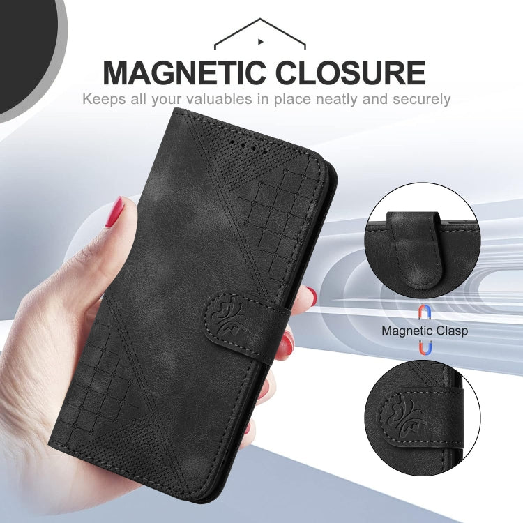 For Redmi K70 YX0080 Grid Butterfly Embossed Pattern Flip Leather Phone Case with Lanyard(Black) - K70 Cases by PMC Jewellery | Online Shopping South Africa | PMC Jewellery | Buy Now Pay Later Mobicred