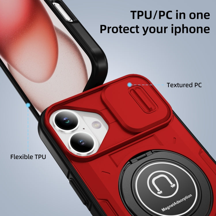 For iPhone 16 Plus Sliding Camshield TPU Hybrid PC Magnetic Holder Phone Case(Red) - iPhone 16 Plus Cases by PMC Jewellery | Online Shopping South Africa | PMC Jewellery | Buy Now Pay Later Mobicred