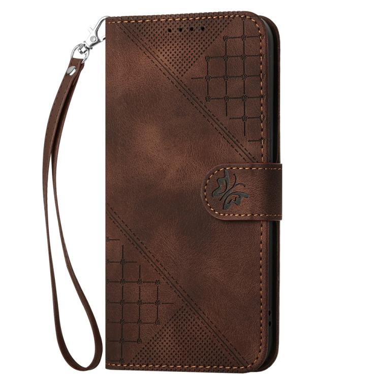 For iPhone 17 Pro YX0080 Grid Butterfly Embossed Pattern Flip Leather Phone Case with Lanyard(Coffee) - free shipping - PMc TechLife - Order now!
