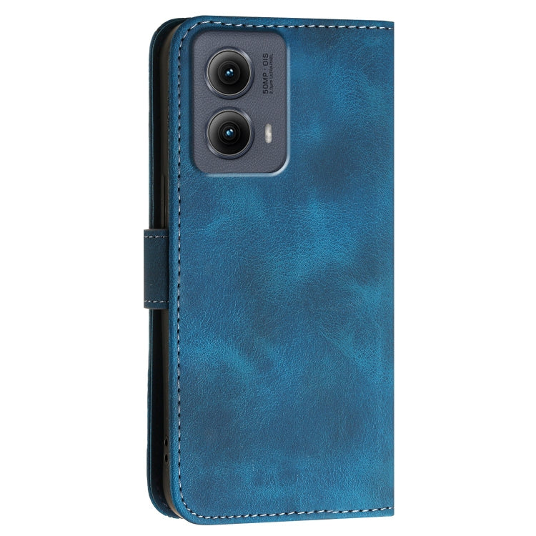 For Motorola Edge 2024 5G Global YX0080 Grid Butterfly Embossed Pattern Flip Leather Phone Case with Lanyard(Dark Blue) - Motorola Cases by PMC Jewellery | Online Shopping South Africa | PMC Jewellery | Buy Now Pay Later Mobicred