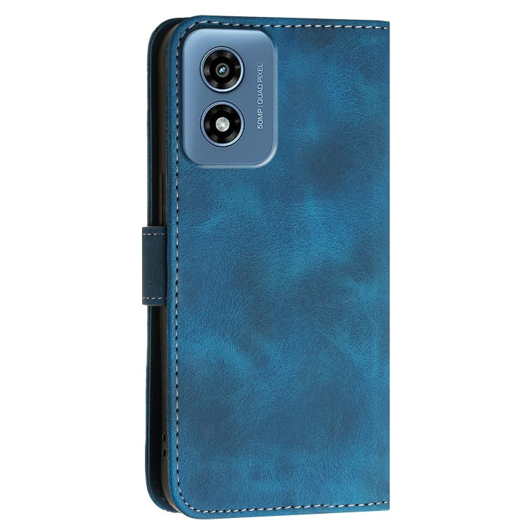 For Motorola Moto G Play 4G 2024 YX0080 Grid Butterfly Embossed Pattern Flip Leather Phone Case with Lanyard(Dark Blue) - Motorola Cases by PMC Jewellery | Online Shopping South Africa | PMC Jewellery | Buy Now Pay Later Mobicred