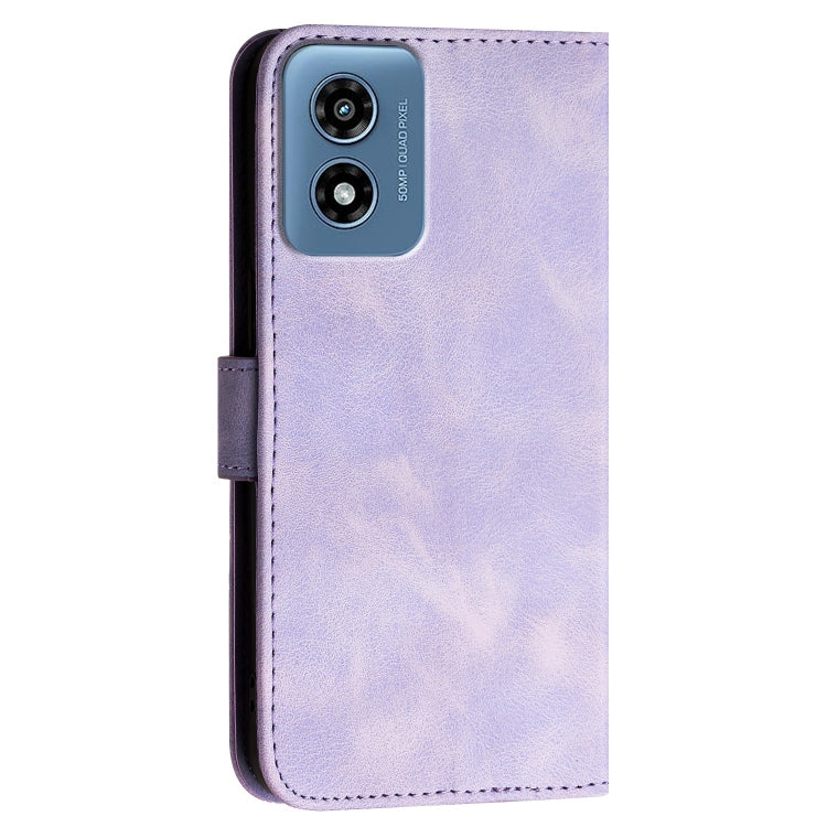 For Motorola Moto G Play 4G 2024 Grid Butterfly Embossed Pattern Leather Phone Case with Lanyard(Light Purple) - free shipping - PMC Jewellery - Order now!