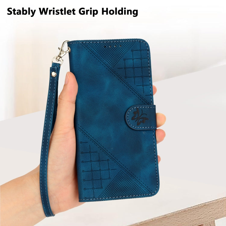 For Motorola Moto G Stylus 5G 2024 YX0080 Grid Butterfly Embossed Pattern Flip Leather Phone Case with Lanyard(Dark Blue) - Motorola Cases by PMC Jewellery | Online Shopping South Africa | PMC Jewellery | Buy Now Pay Later Mobicred
