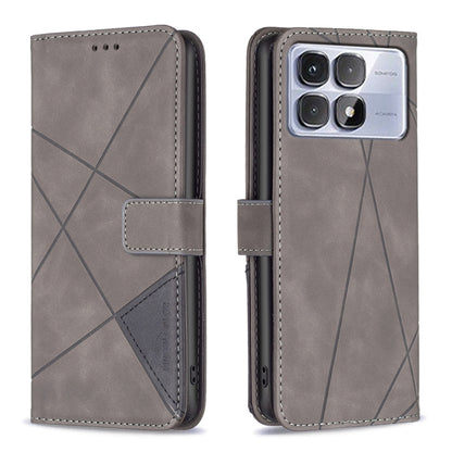 For Redmi K70 Ultra Magnetic Buckle Rhombus Texture Leather Phone Case(Grey) - Xiaomi Cases by PMC Jewellery | Online Shopping South Africa | PMC Jewellery | Buy Now Pay Later Mobicred