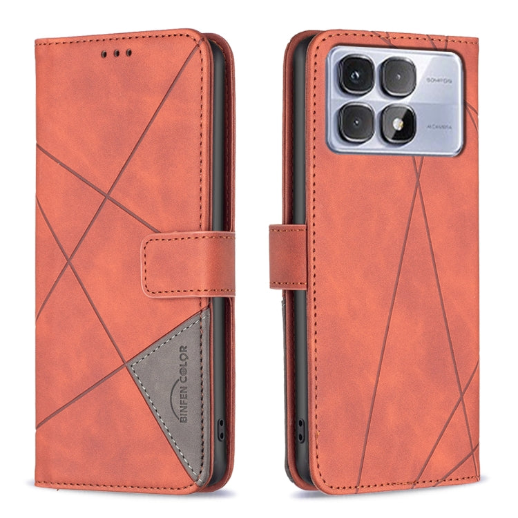 For Redmi K70 Ultra Magnetic Buckle Rhombus Texture Leather Phone Case(Brown) - Xiaomi Cases by PMC Jewellery | Online Shopping South Africa | PMC Jewellery | Buy Now Pay Later Mobicred