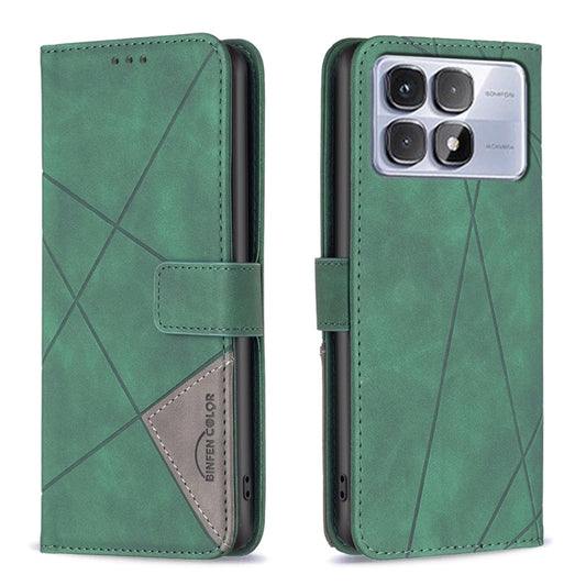 For Redmi K70 Ultra Magnetic Buckle Rhombus Texture Leather Phone Case(Green) - Xiaomi Cases by PMC Jewellery | Online Shopping South Africa | PMC Jewellery | Buy Now Pay Later Mobicred