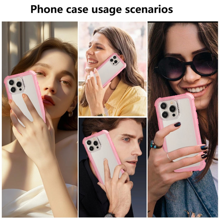 For iPhone 16 Plus Transparent Matte TPU Hybrid PC 3-in-1 Phone Case(Pink) - iPhone 16 Plus Cases by PMC Jewellery | Online Shopping South Africa | PMC Jewellery | Buy Now Pay Later Mobicred