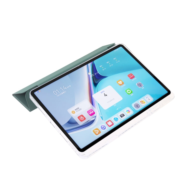 For Huawei Matepad SE 11 2024 Clear Acrylic 3-Fold Leather Tablet Case(Dark Green) - Huawei by PMC Jewellery | Online Shopping South Africa | PMC Jewellery | Buy Now Pay Later Mobicred