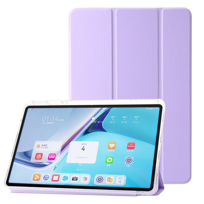 For Huawei Matepad SE 11 2024 Clear Acrylic 3-Fold Leather Tablet Case(Purple) - Huawei by PMC Jewellery | Online Shopping South Africa | PMC Jewellery | Buy Now Pay Later Mobicred