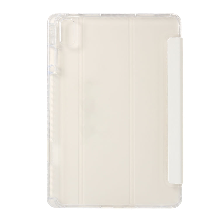 For Huawei Matepad SE 11 2024 Clear Acrylic 3-Fold Leather Tablet Case(White) - Huawei by PMC Jewellery | Online Shopping South Africa | PMC Jewellery | Buy Now Pay Later Mobicred