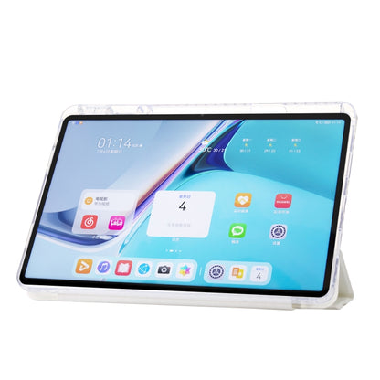 For Huawei Matepad SE 11 2024 Clear Acrylic 3-Fold Leather Tablet Case(White) - Huawei by PMC Jewellery | Online Shopping South Africa | PMC Jewellery | Buy Now Pay Later Mobicred