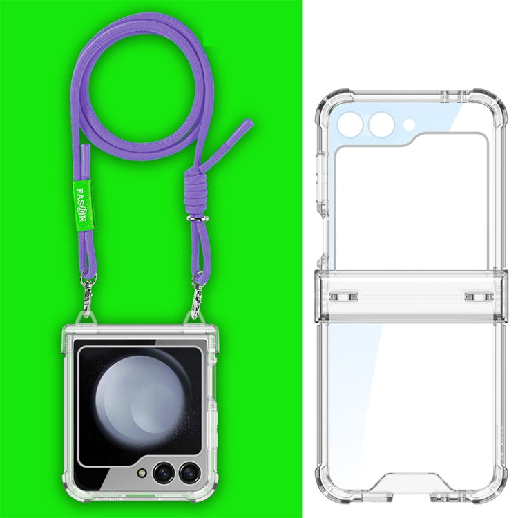For Samsung Galaxy Z Flip6 / Flip7 FE GKK Airbag Hinge Full Coverage Phone Case with Crossbody Rope(Purple) - free shipping - PMC Jewellery - Order now!