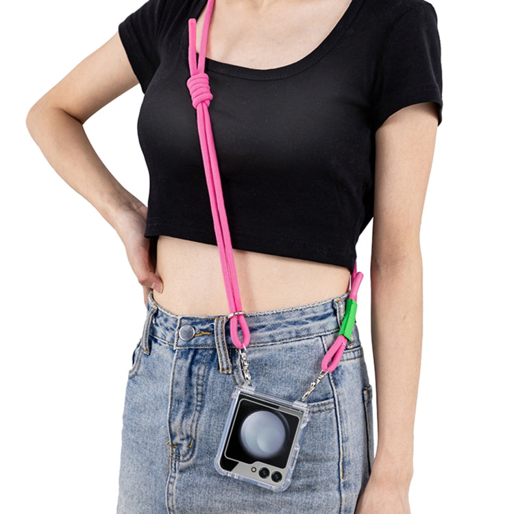 For Samsung Galaxy Z Flip5 GKK Airbag Hinge Full Coverage Phone Case with Crossbody Rope(Pink) - free shipping - PMC Jewellery - Order now!
