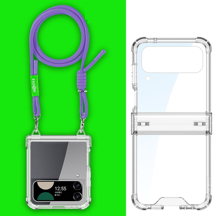 For Samsung Galaxy Z Flip4 GKK Airbag Hinge Full Coverage Phone Case with Crossbody Rope(Purple) - free shipping - PMC Jewellery - Order now!