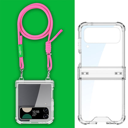 For Samsung Galaxy Z Flip3 GKK Airbag Hinge Full Coverage Phone Case with Crossbody Rope(Pink) - Galaxy Phone Cases by GKK | Online Shopping South Africa | PMC Jewellery | Buy Now Pay Later Mobicred