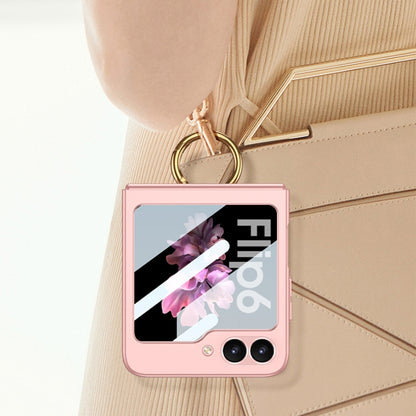 For Samsung Galaxy Z Flip6 GKK Integrated Ultra-thin Triaxial Ring Holder PC Phone Case(Pink) - Galaxy Z Flip6 5G Cases by GKK | Online Shopping South Africa | PMC Jewellery | Buy Now Pay Later Mobicred