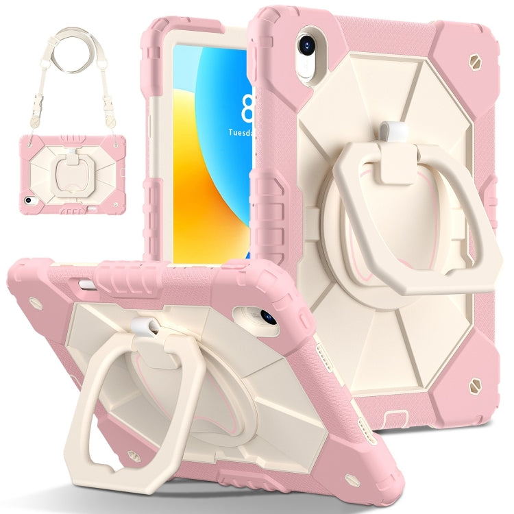 For Huawei Matepad 11.5 2023 Contrast Color Robot Silicone Hybrid PC Tablet Case(Rose Gold Beige) - Huawei by PMC Jewellery | Online Shopping South Africa | PMC Jewellery | Buy Now Pay Later Mobicred